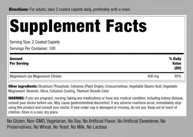 PipingRock Magnesium Citrate 400mg