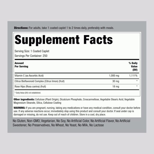 PipingRock Vitamin C 1,000mg Supports Immunity