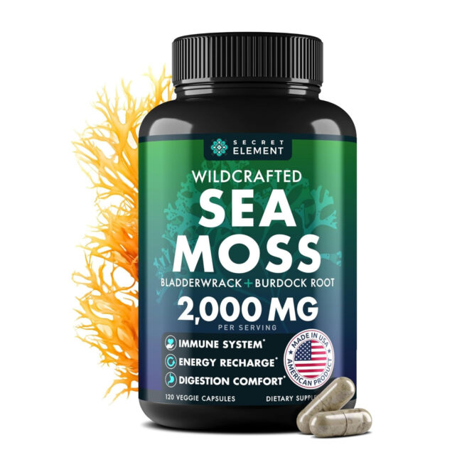 Secret Element Wild Crafted Sea Moss Bladderwrack + Burdock Root 2,000mg